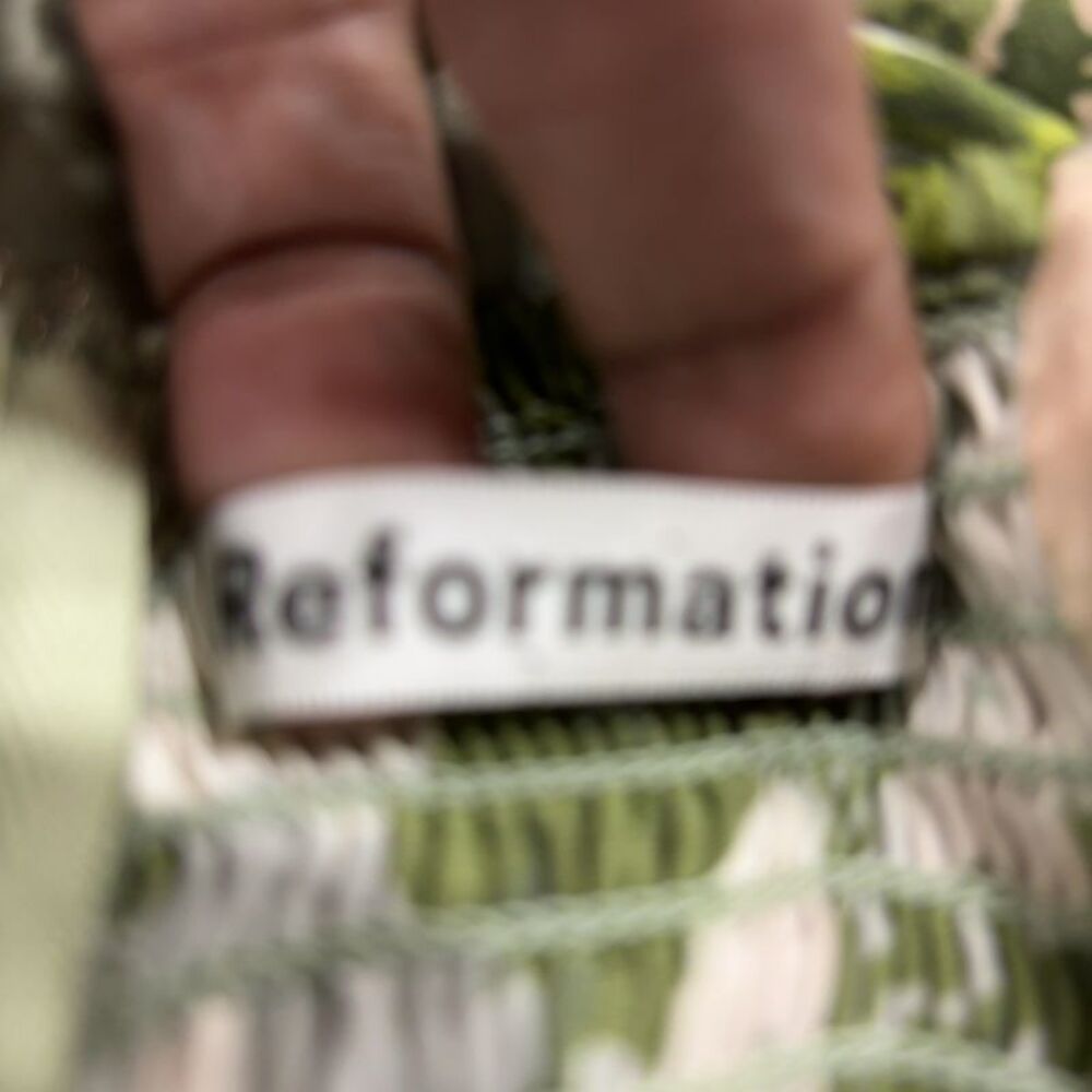 Reformation Sianna Silk Dress In Tarragon Floral Print - Picture 3 of 3